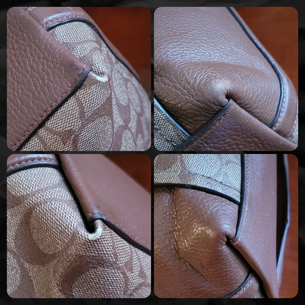 Coach F79993 Marlon Hobo Bag Brown Signature Coated Canvas Pebbled Leather Purse - Picture 10 of 16